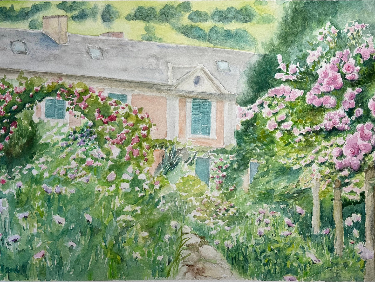 "Garden - inspired by Monet's Garden", Original Watercolor