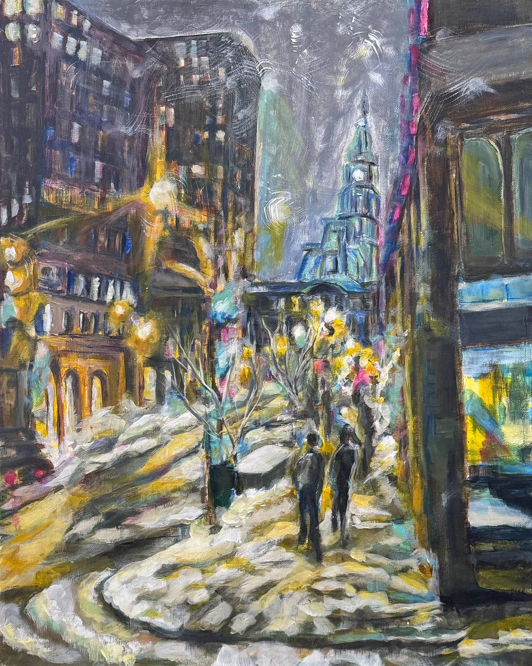 "Winter Storm, City Hall, Philly", Original Painting